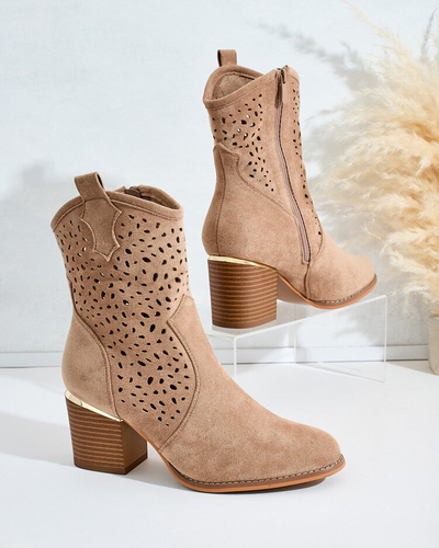 Royalfashion Женские сапоги на низком ходу с ажурной отделкой Mozie