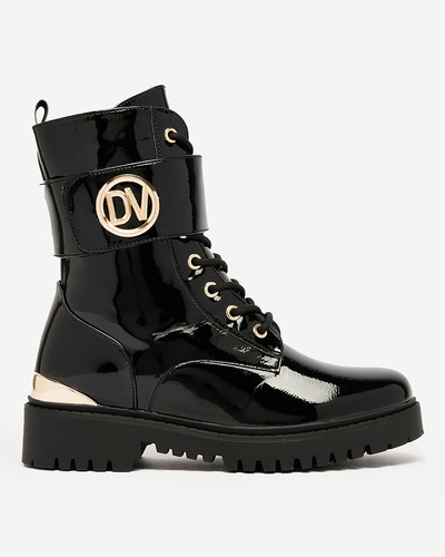 "Royalfashion" Juodi lakuoti moteriški batai "Bagger" Simbeba