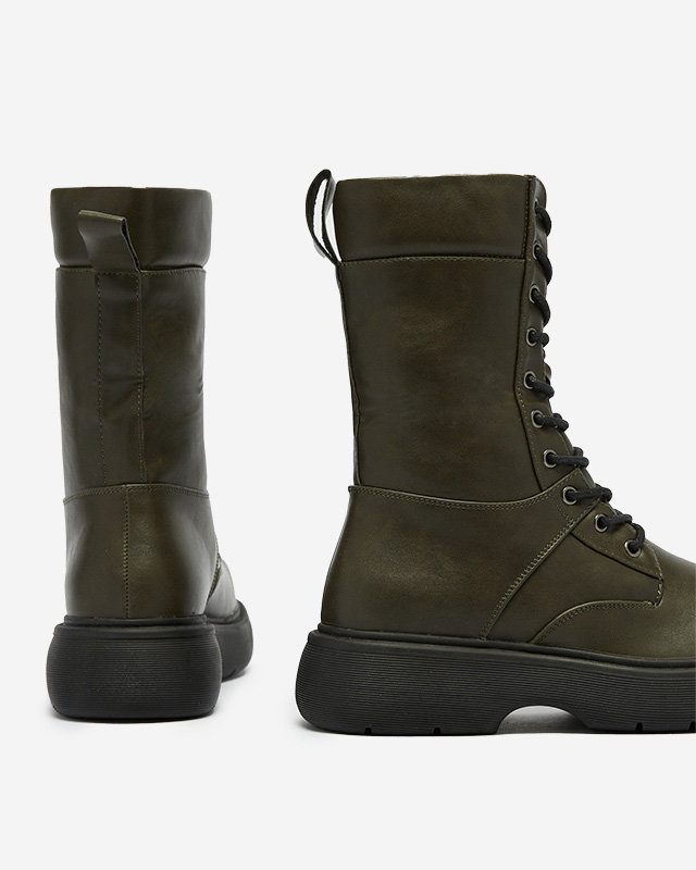 Tamsiai žali Ferisis suvarstomi moteriški aukštaauliai - Avalynė