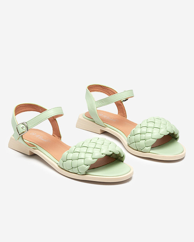 Босоножки женские с плетеным поясом зеленого цвета Опахи- Обувь