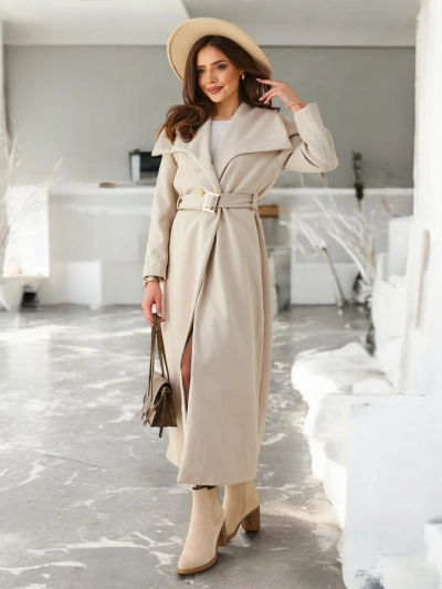 Женское макси-пальто Royalfashion с поясом