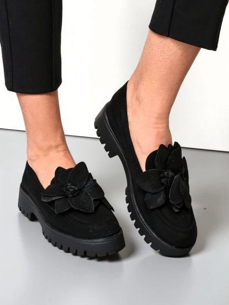 Royalfashion Eco suede moterų mokasinai su Floverse gėle