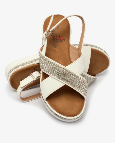 Royalfashion Balti moteriški eko odos sandalai su cirkonais Trikys