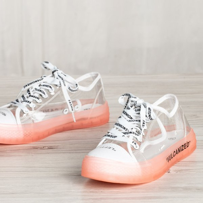 Biało-różowe trampki z transparentną cholewką Pepina - Obuwie