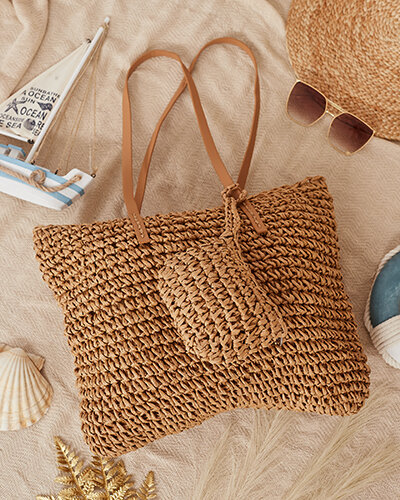 "Royalfashion" Didelė šiaudinė moteriška rankinė