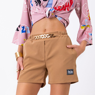 Коричневые женские шорты с цепочкой