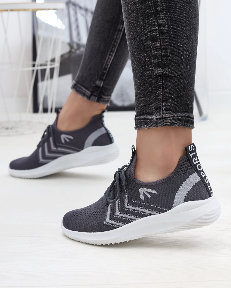 Tamsiai pilkos spalvos medžiaginiai moteriški sportiniai bateliai Leridis - Avalynė