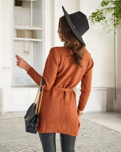 Коричневый женский кардиган с цветными вставками (Турция)