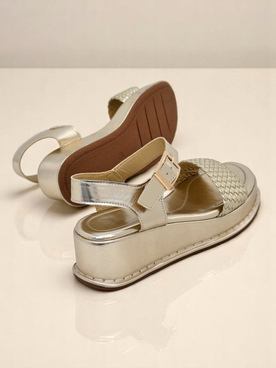 Royalfashion moteriškos basutės su pleištiniu kulnu ir pinta juostele Fiolle