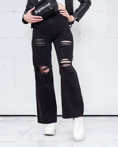 Royalfashion Женские широкие джинсы с потертостями