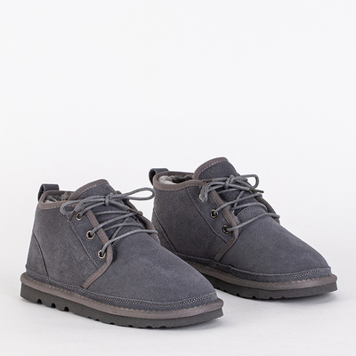 Vaikiški aulinukai „Luna“, balandžio pilkos spalvos, odiniai, patogūs žiemai