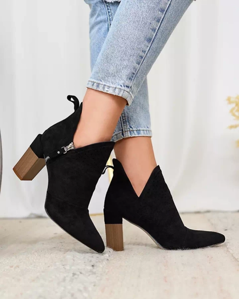 Royalfashion Черные женские сапоги на высокой шпильке Swerros