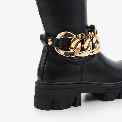 Черные женские сапоги на цепочке Potelia