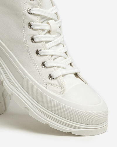 Белые женские высокие кеды Alostino