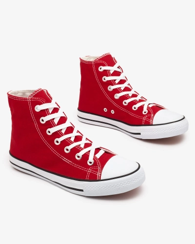 Красные мужские высокие кроссовки на шнуровке Qasallo- Footwear