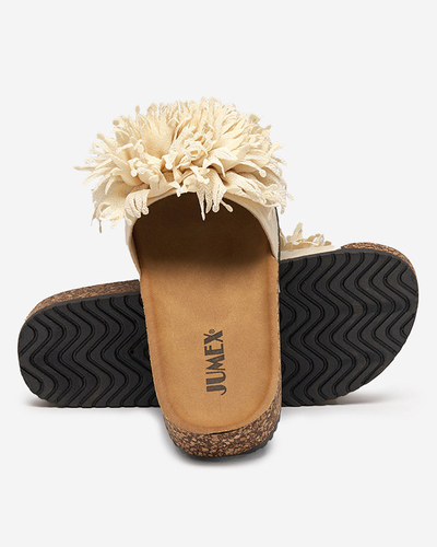 OUTLET Женские тапочки с орнаментом из ткани бежевого цвета Ailli- Footwear