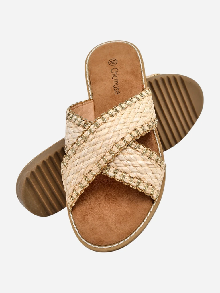 Royalfashion moteriški šlepetės su pintais dirželiais Bornes