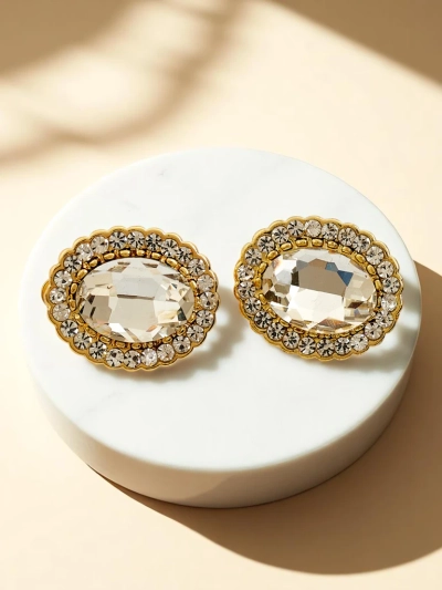 Royalfashion Женские клипсы с кристаллами и фианитами