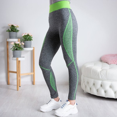 	Szare getry z zielonymi wstawkami - Spodnie