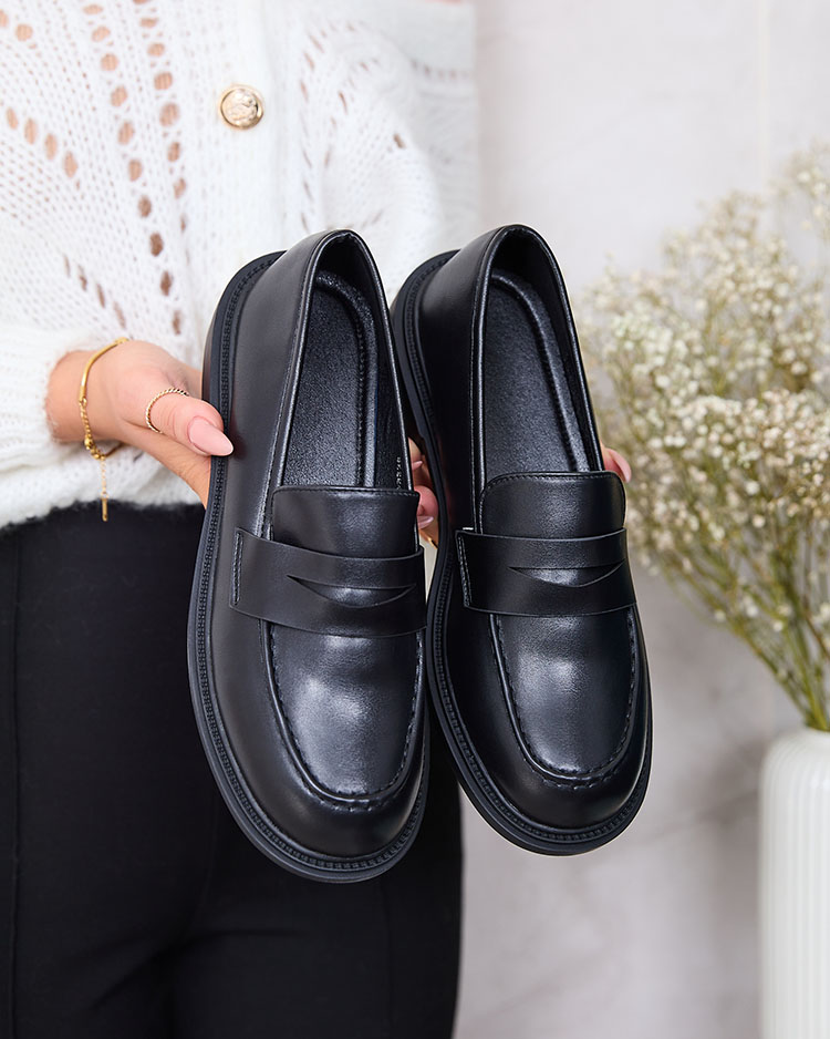 Royalfashion Классические женские черные мокасины Ojeri