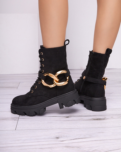 Juodi moteriški aukštaauliai su grandinėle Loti - Avalynė