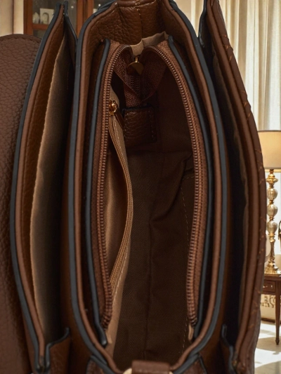 Moteriška Rankinė „Luna“ Tamsiai Ruda Ekologiška Oda Elegantiška