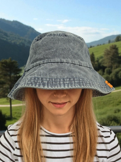 Kapelusz damski Athena Denim Look bucket hat z poliestru, wygodny