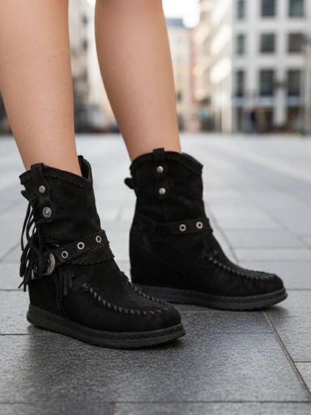 Royalfashion Juodi moteriški batai su paslėptu inkaru Dibisa