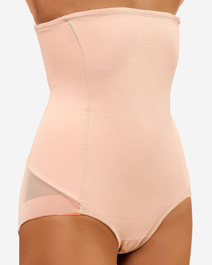 "Royalfashion" Smėlio spalvos modeliuojančios moteriškos kelnaitės aukštu liemeniu