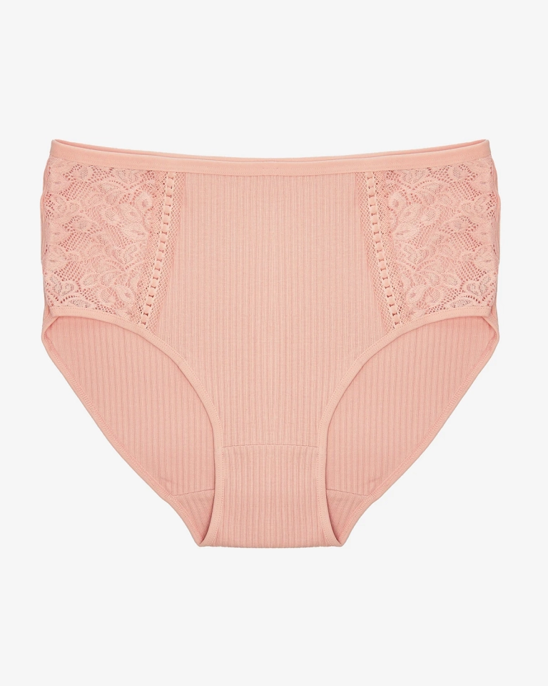 Женские ребристые трусики розового цвета PLUS SIZE - Нижнее белье