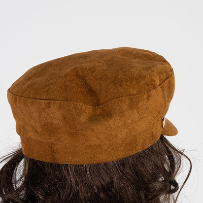 Женский коричневый берет с козырьком - Кепки