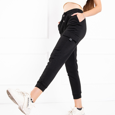 Черные женские утепленные спортивные штаны