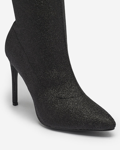 Черные женские сапоги выше колена с блестками Qesda- Footwear