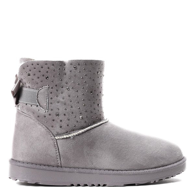 Szare ocieplane śniegowce Kati - Obuwie