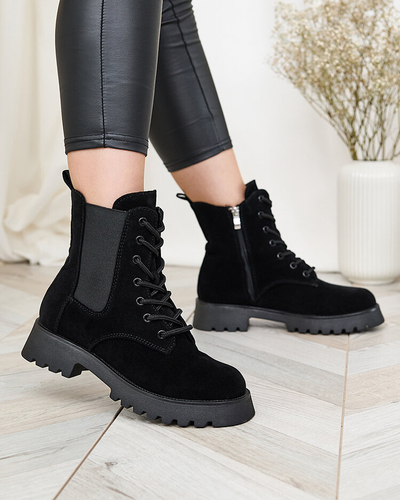 Royalfashion Коричневые женские сапоги Oledi на плоском каблуке