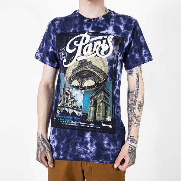 Violetiniai medvilniniai vyriški marškinėliai su įspaudu-Drabužiai