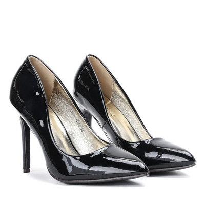 Czarne lakierowane czółenka na szpilce Adyka - Obuwie