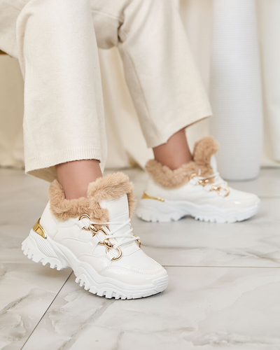 Royalfashion Белые утепленные женские кроссовки Carucca