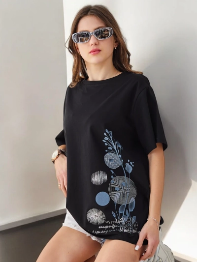 Royalfashion moteriškas medvilninis marškinėliai su spauda