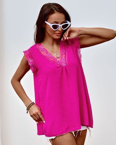 Royalfashion Moteriška palaidinė be rankovių su nėriniais