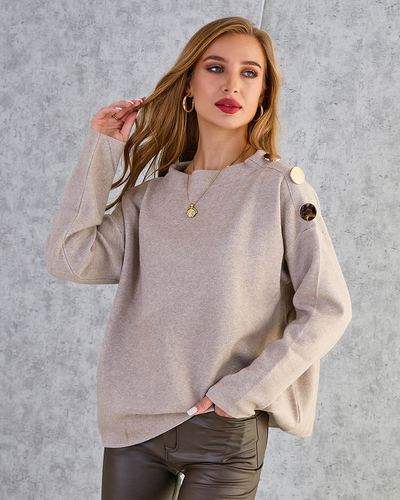 Royalfashion Тонкий женский свитер с украшениями на плечах