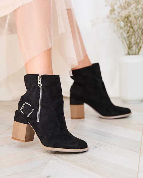 Royalfashion Черные женские сапоги на высокой шпильке из эко-замши Acimra