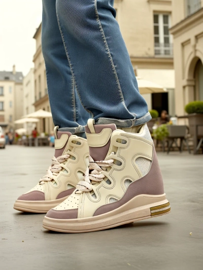 Royalfashion aukšti sportiniai bateliai moterims su paslėptu kulnu Oblaffi