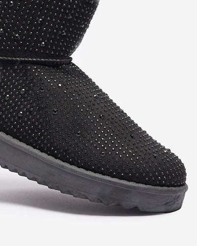 Juodi moteriški sniego batai su kubiniais cirkoniais Rudis - Avalynė