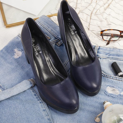 Туфли-лодочки OUTLET Navy лакированные на посту Леонида - Туфли