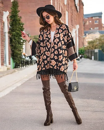 Женский пончо Royalfashion с принтом