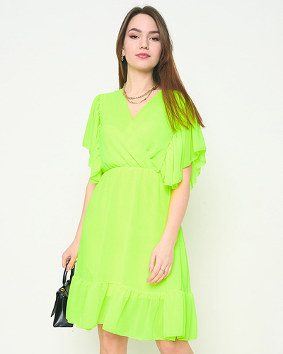 Женское мини-платье неоново-желтого цвета - Одежда
