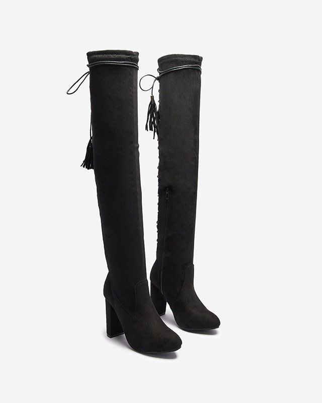 OUTLET Женские сапоги выше колена черного цвета Zetot- Footwear