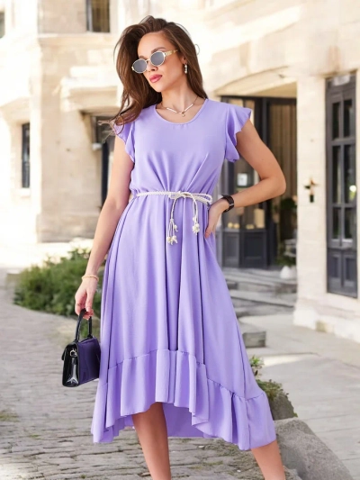 Женское миди-платье Royalfashion с рюшами и короткими рукавами