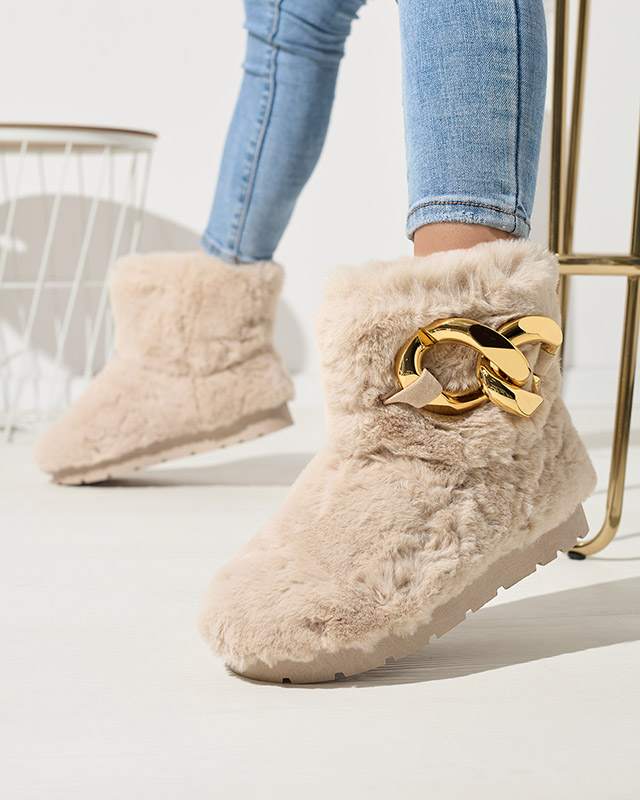 Бежевые женские сапоги-снежки с мехом Sattopa- Footwear